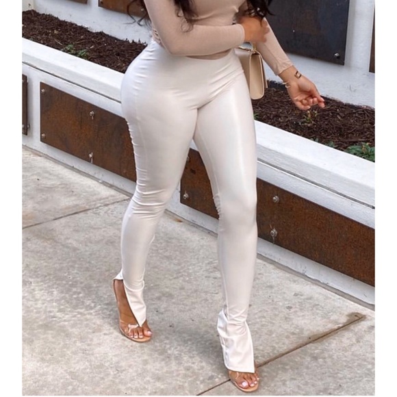 Plt Tall White Split Hem Pants 
